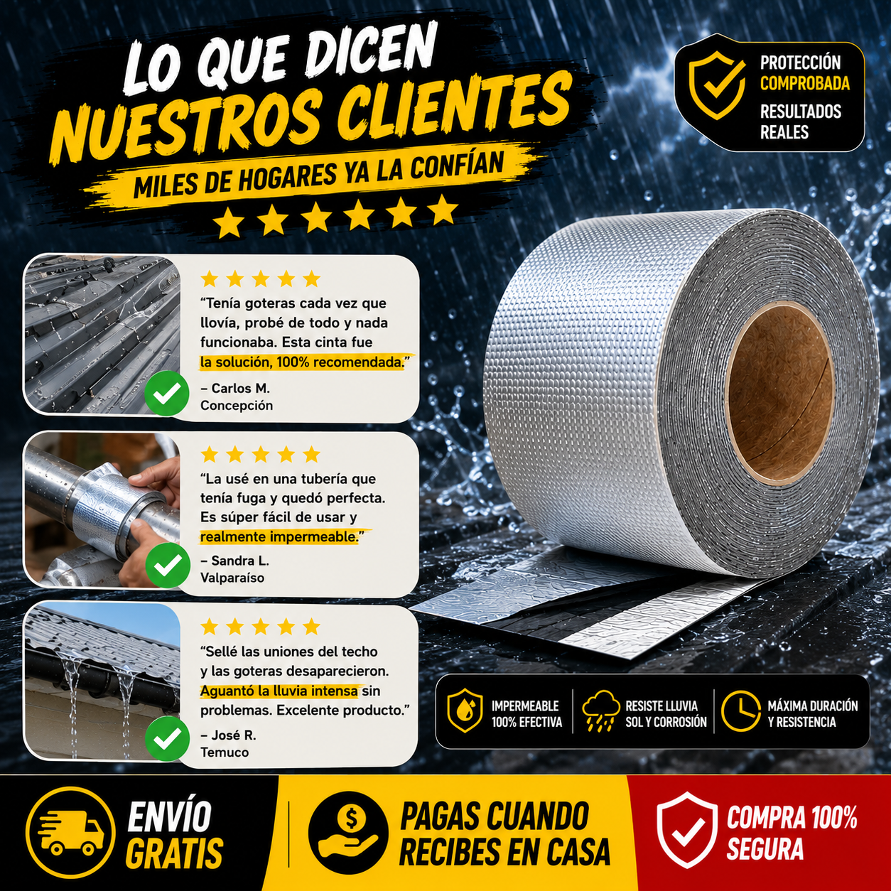 💧 Cinta Impermeabilizante Autoadhesiva 5 cm x 10 metros 2x1