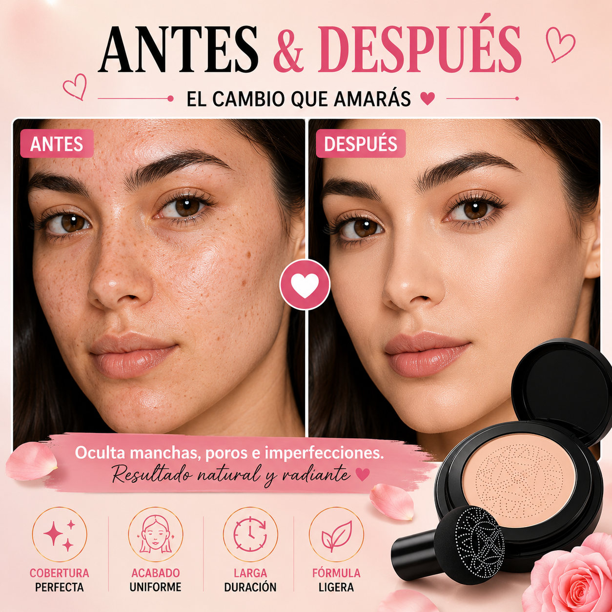 🍃Base en Crema con Aplicador Tipo Hongo ✨